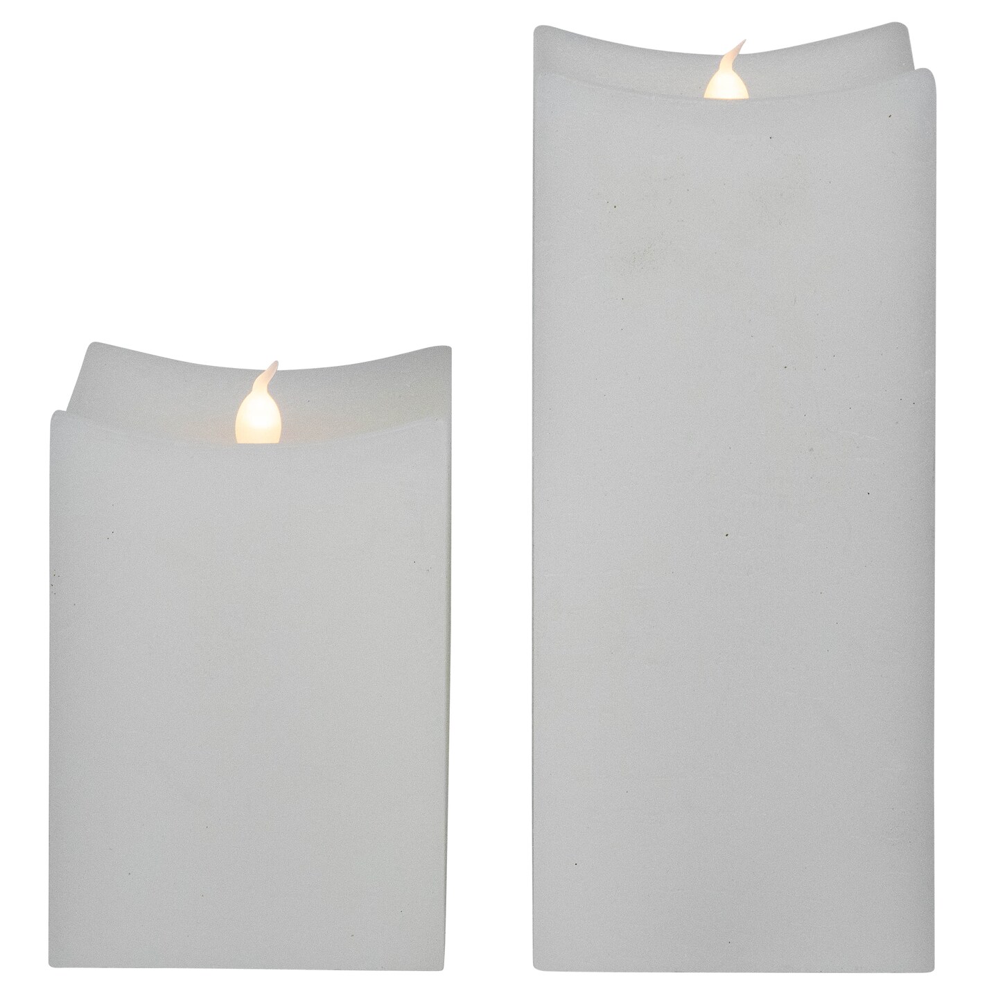 Northlight LED Flickering Flameless Wax Rectangular Candles - 8&#x22; - White - Set of 2