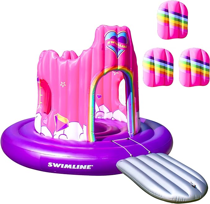 Swimline Unicorn Castle Inflatable Island Swimming Pool Float 82"