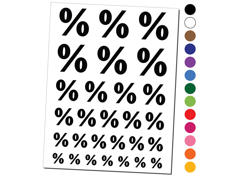 Percent Symbol Temporary Tattoo Water Resistant Fake Body Art Set Collection
