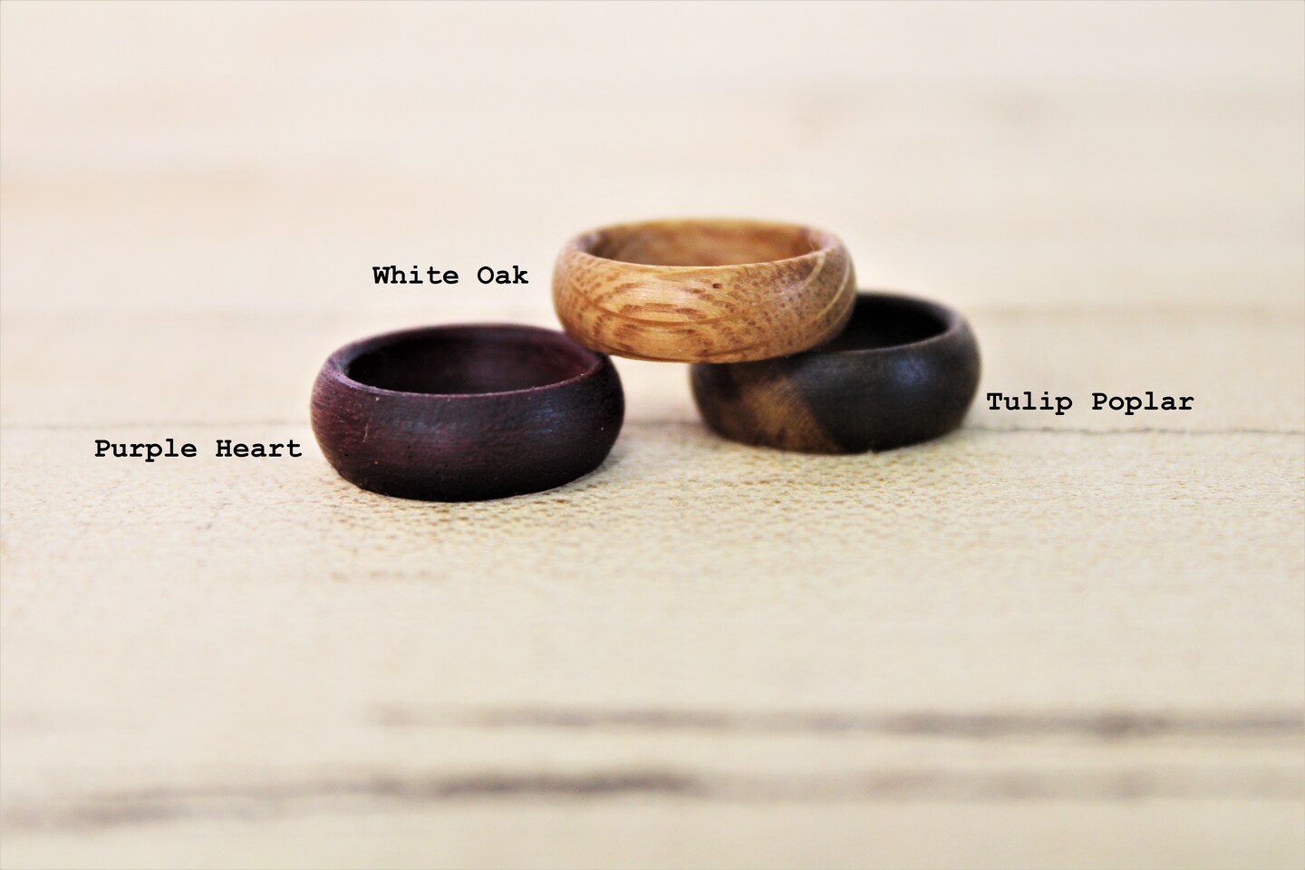 Rings Made from Solid Wood, Rosewood, Maple, Walnut Bands, Wooden