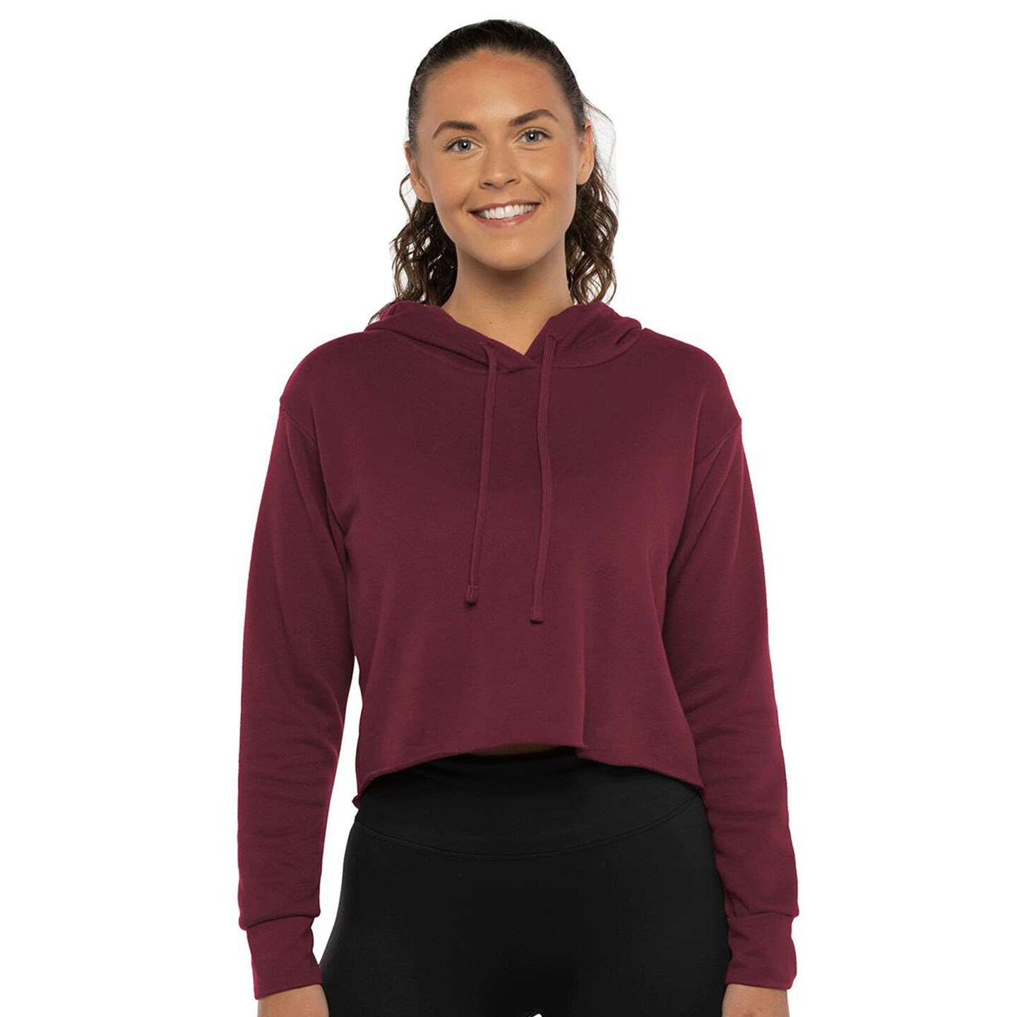 Burgundy crop sale top hoodie