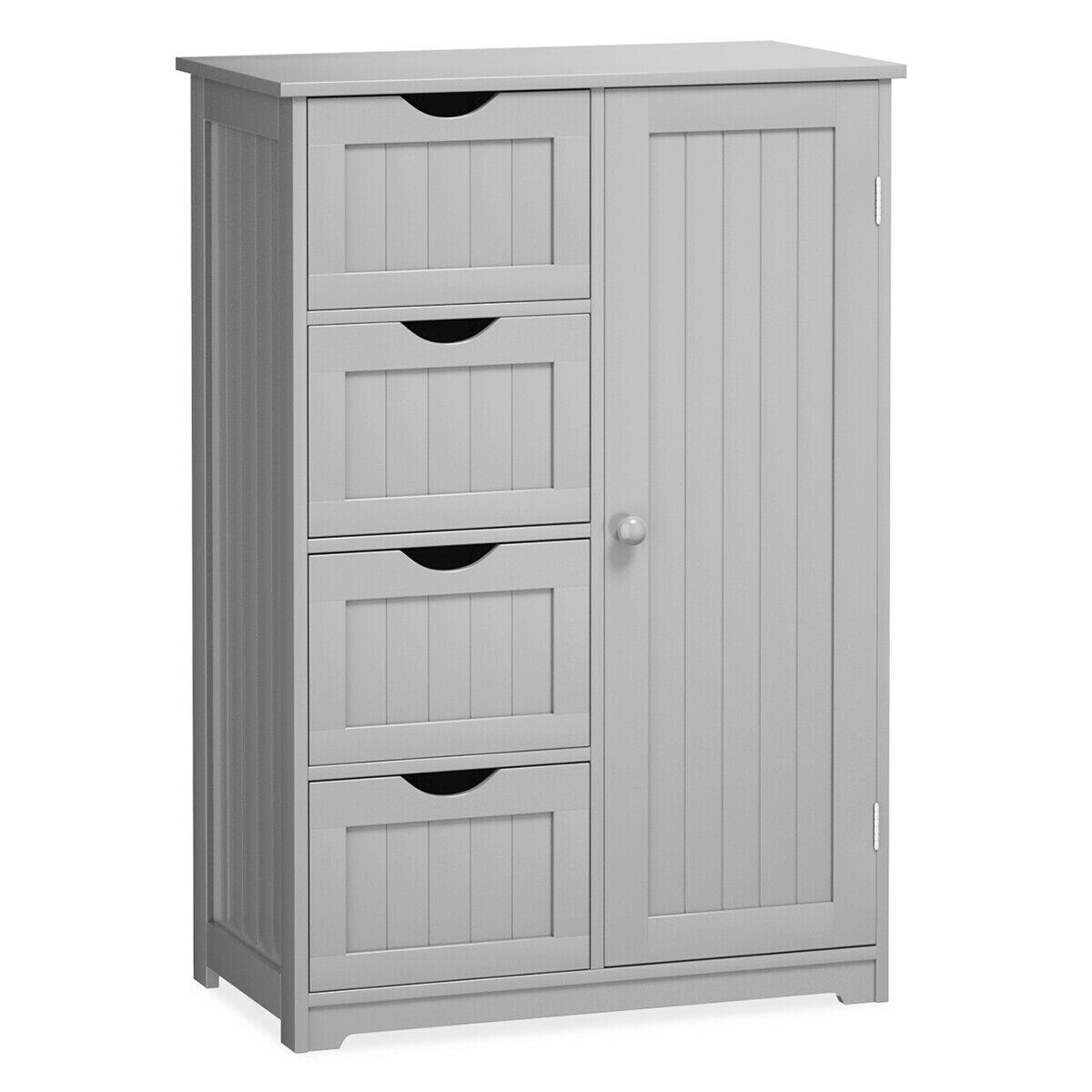 Modern MDF Storage Cabinet with 4 Drawers and Adjustable Shelf Ideal for Bathroom or Bedroom