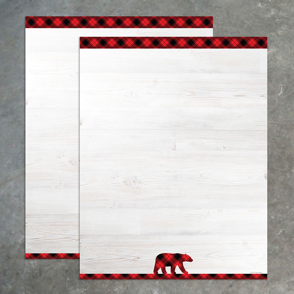 Great Papers! Black Buffalo Plaid Holiday Letterhead, Invitations and Announcements, Printer Friendly 8.5" x 11", 80PK