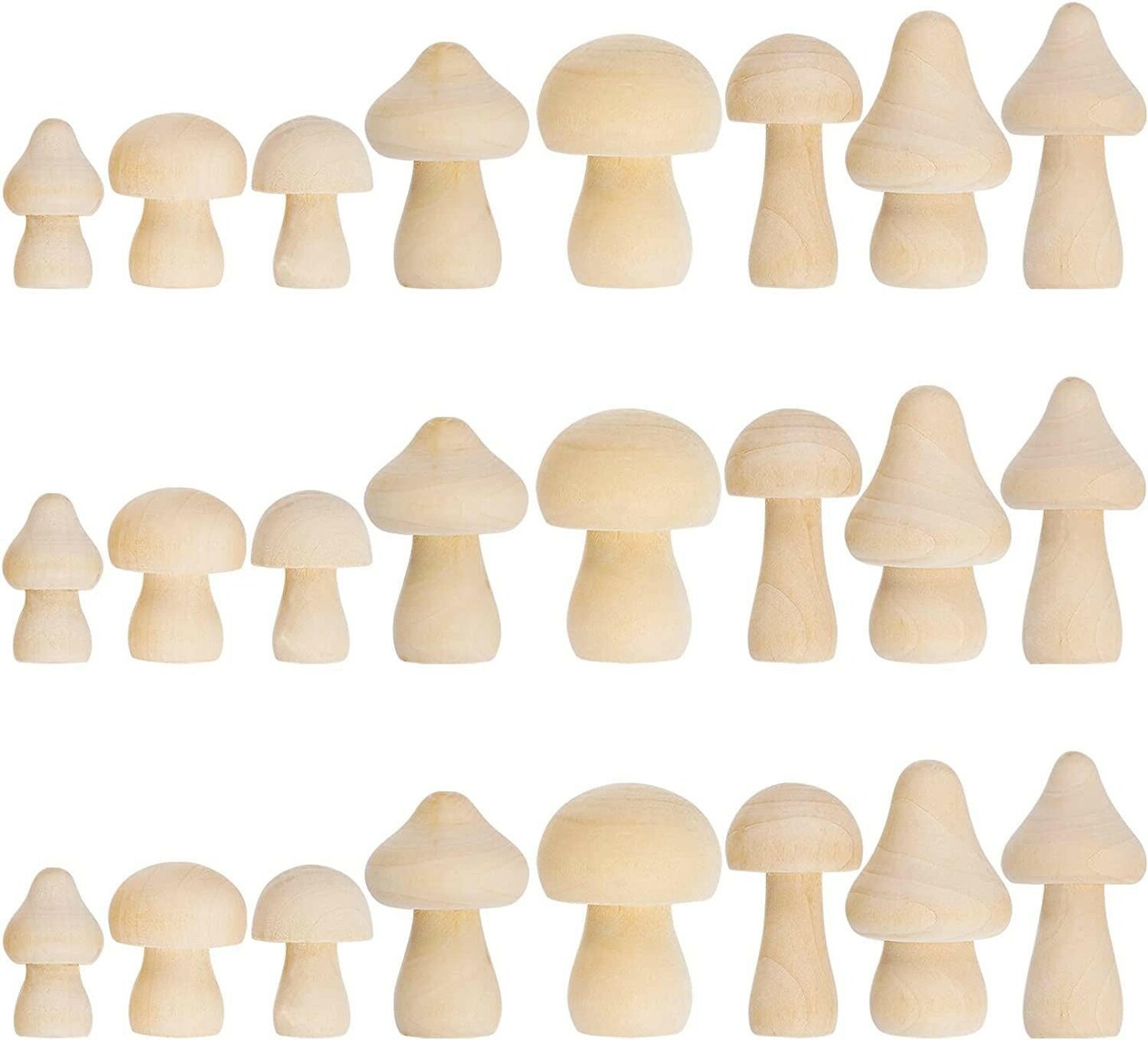 24 Pieces Unfinished Wooden Mushroom Mini Wood Mushrooms Natural