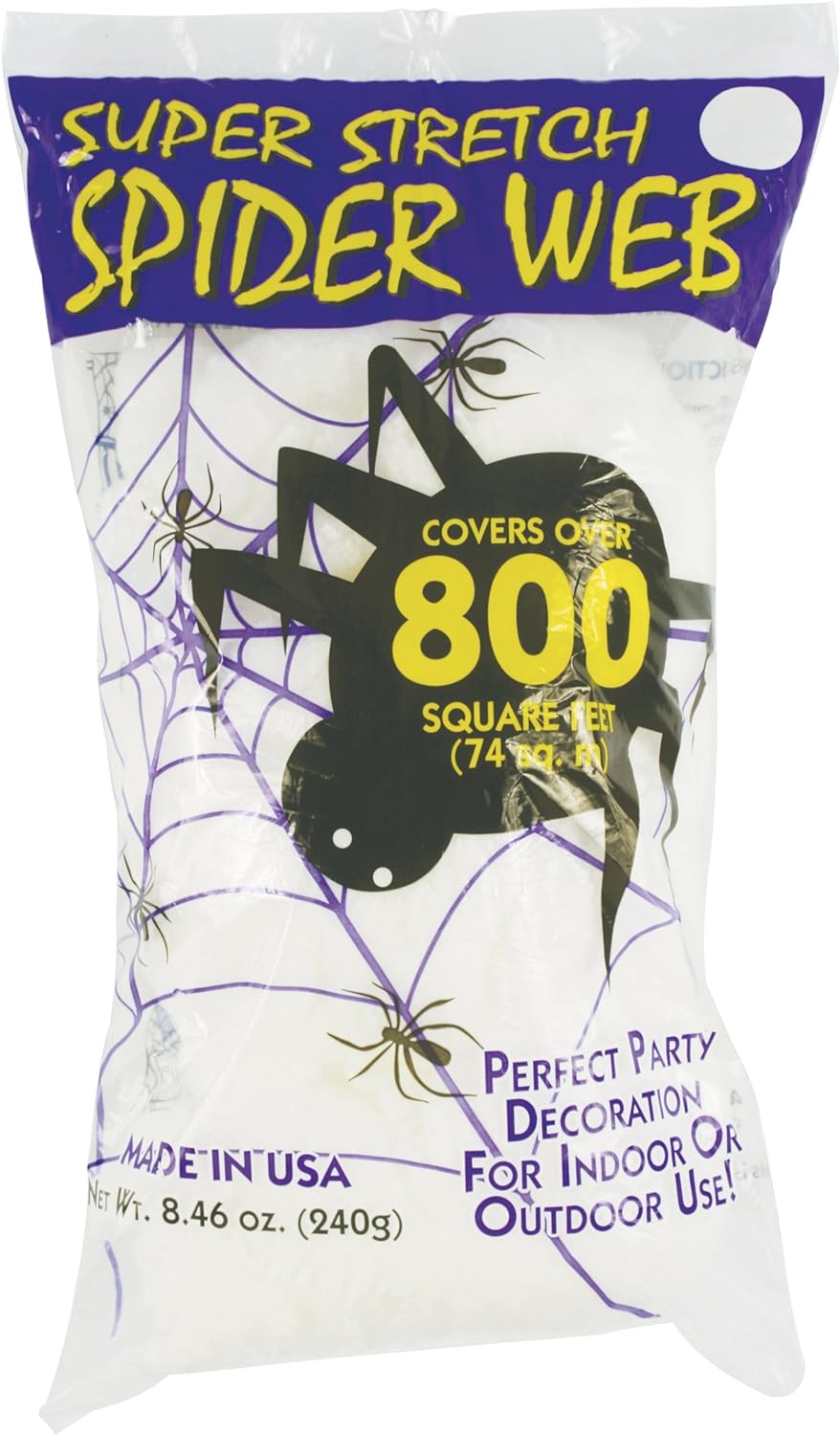 Fun World Super Stretch Spider Web for Halloween Indoor/Outdoor Decoration 8.4 oz 800sqft