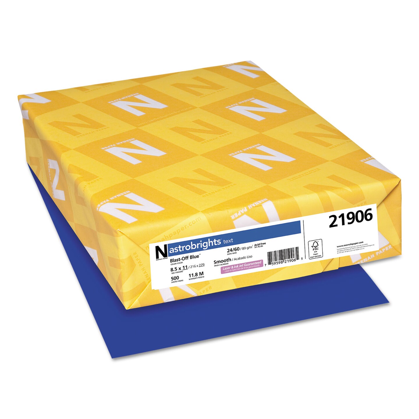 Astrobrights Color Paper, 24 lb, 8.5 x 11, Blast-Off Blue, 500/Ream