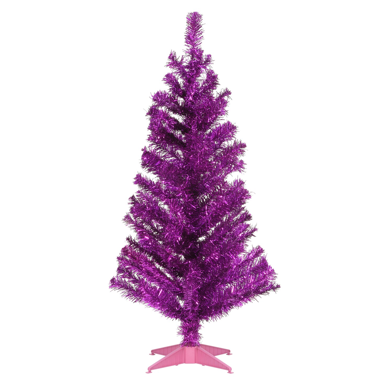 National Tree Company Artificial Christmas Tree, Pink Tinsel, Includes Stand, 3 feet