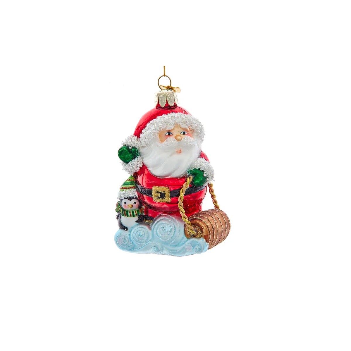 KSA Set of 8 Red and Blue Santa Sled Glass Christmas Ornament 3.75 ...