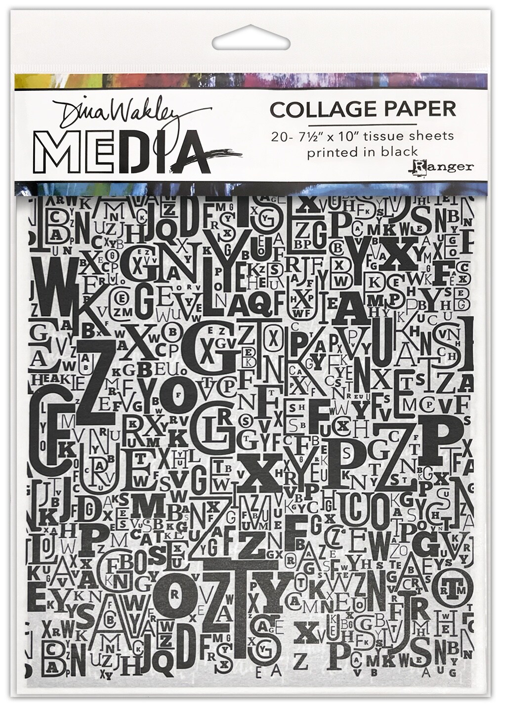 Dina Wakley Media Collage Tissue Paper 7.5"X10" 20/PkgJumbled Letters