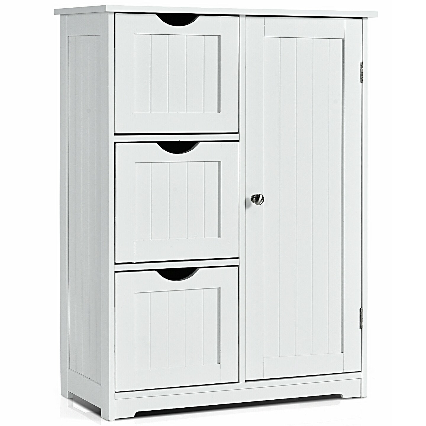 MDF Bathroom Floor Cabinet with Drawers and Adjustable Shelf
