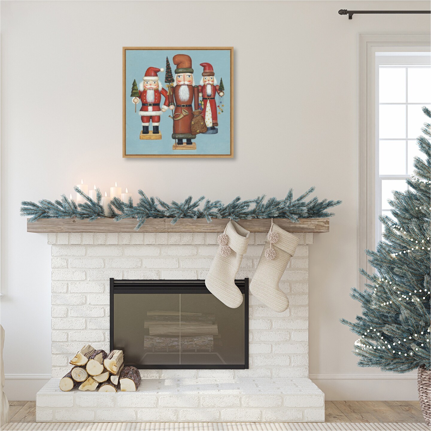 Santa Nutcrackers by David Carter Brown Canvas Art Framed