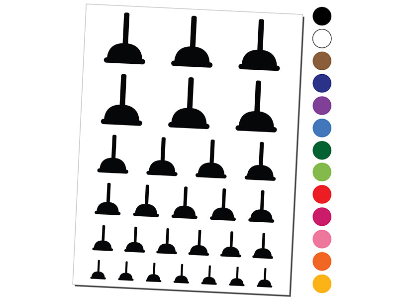 Toilet Plunger Plumbing Icon Solid Temporary Tattoo Water Resistant Fake Body Art Set Collection