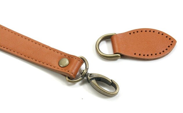 24&#x22; byhands Genuine Leather Shoulder Bag Strap, Bronze Style Ring, Camel (32-6103)
