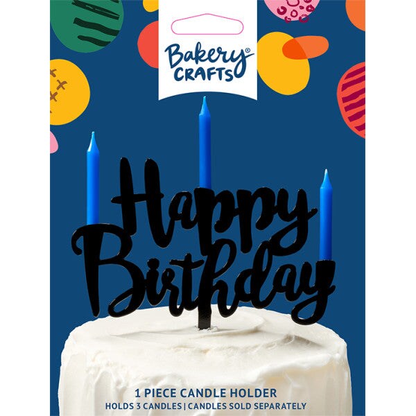 Happy Birthday Plastic Candle Holder Cake Topper, 1ct