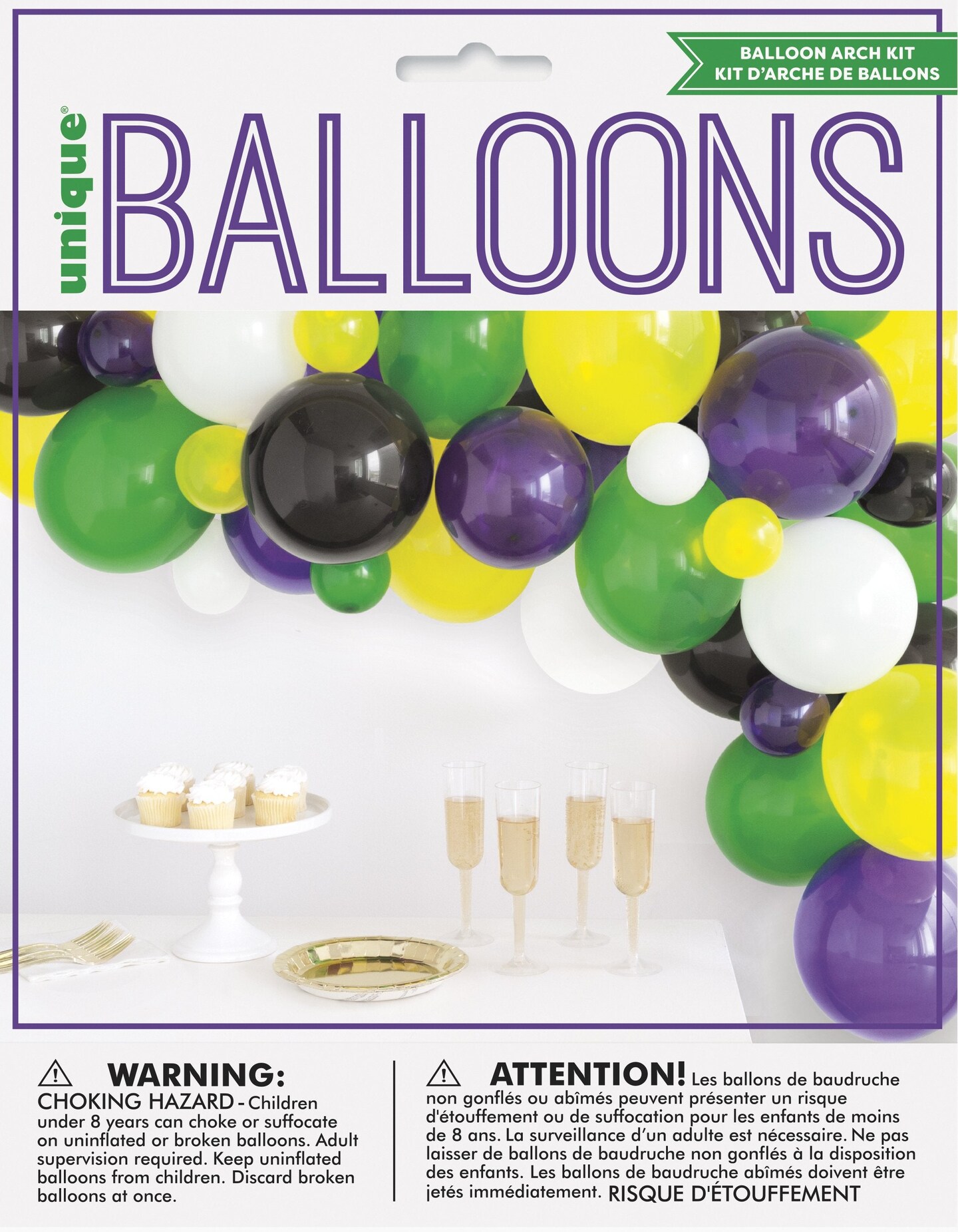 Mardi Gras Assorted Solid Balloon Arch Kit  - 40pc