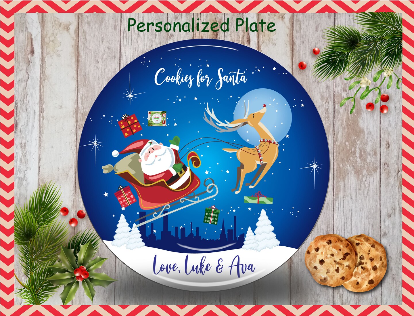 Santa cookie plate clearance set