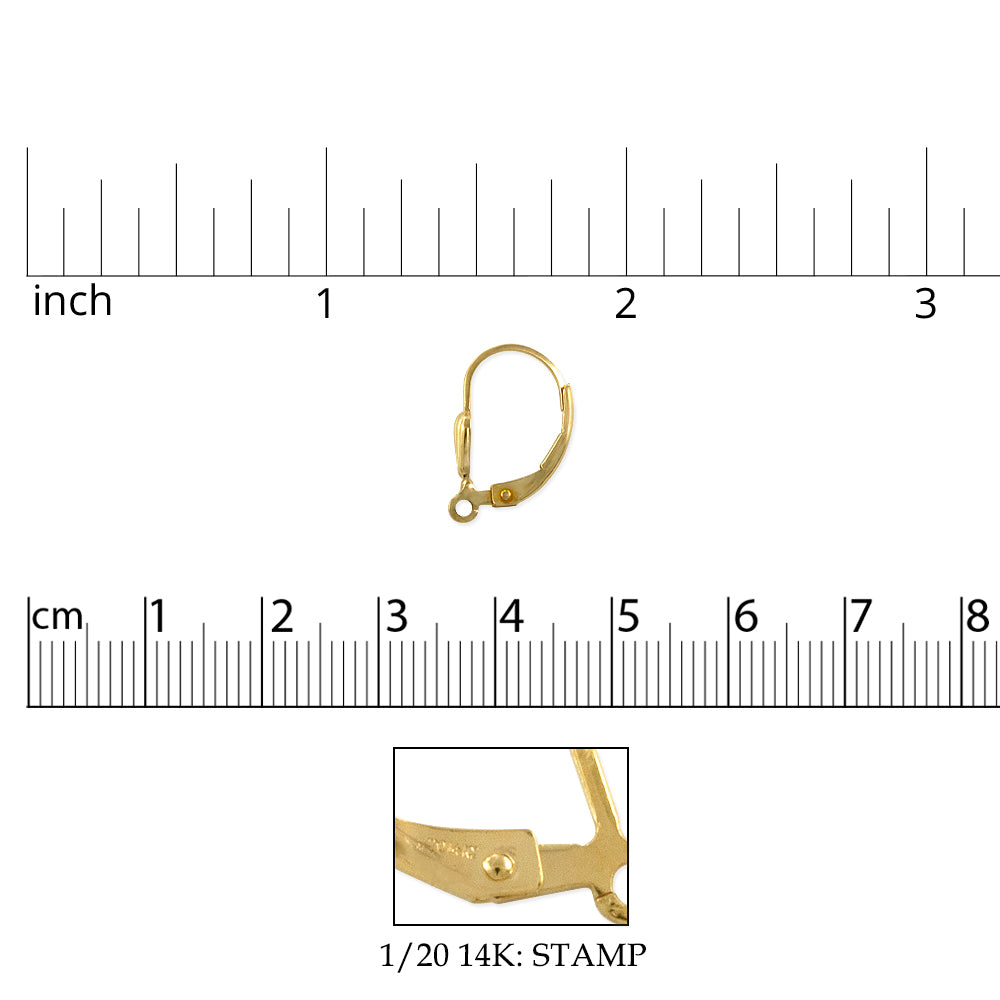 JewelrySupply Lever Back DIY Earrings with Shell 16mm Gold Filled (1 Pair of Earrings)