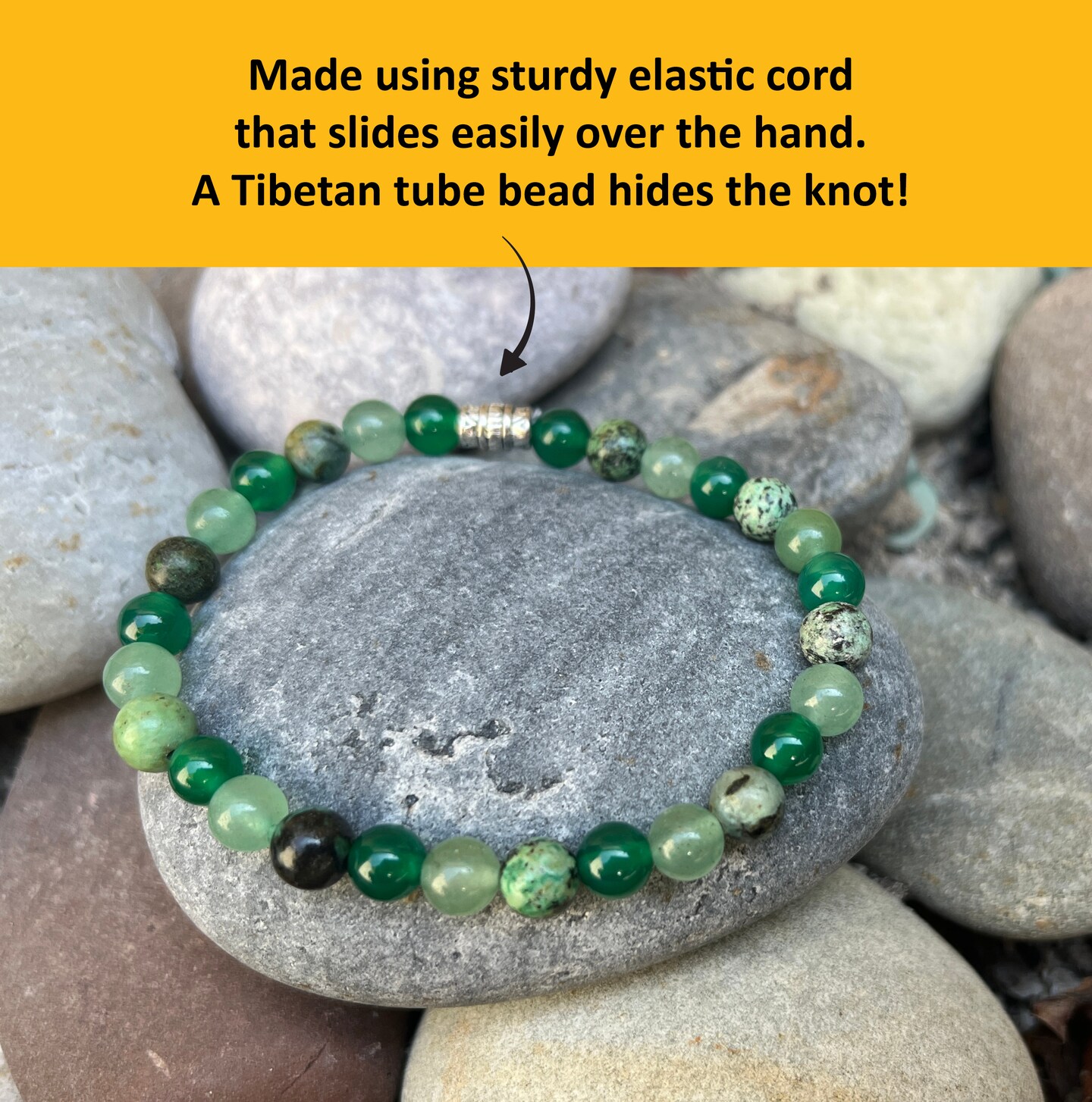 Handmade Wire Wrapped- Mental Health Awareness- Green/ Silver Beaded  Fidget- Anxiety Relief- Adjustable Sliding Knot Bracelet