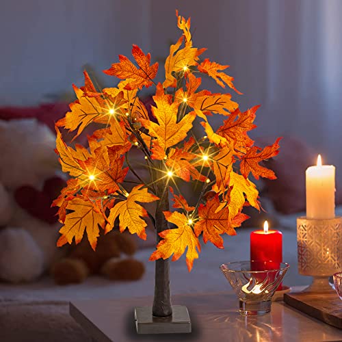 Artificial Fall Lighted Maple Tree 24 on sale LED Thanksgiving Decorations Table Lights