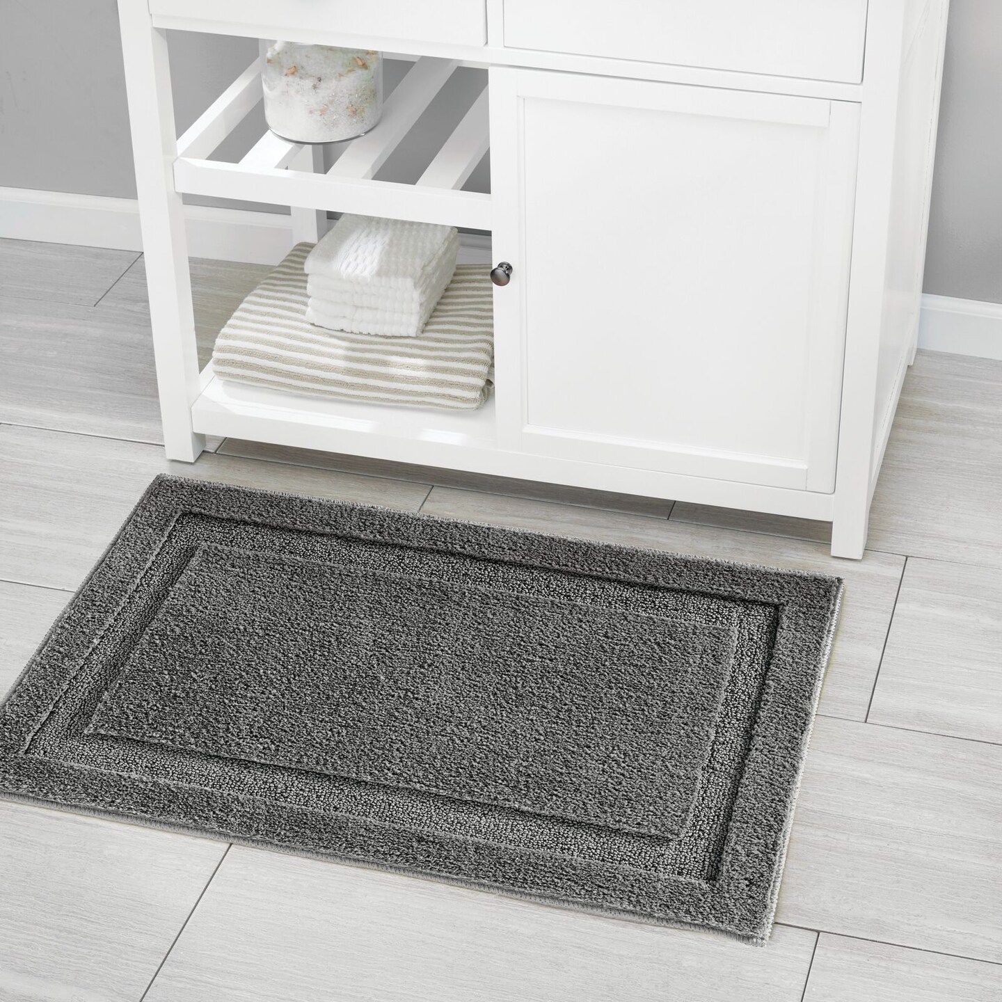 mDesign Non-Slip Microfiber Bathroom Rug, 21&#x22; x 34&#x22;