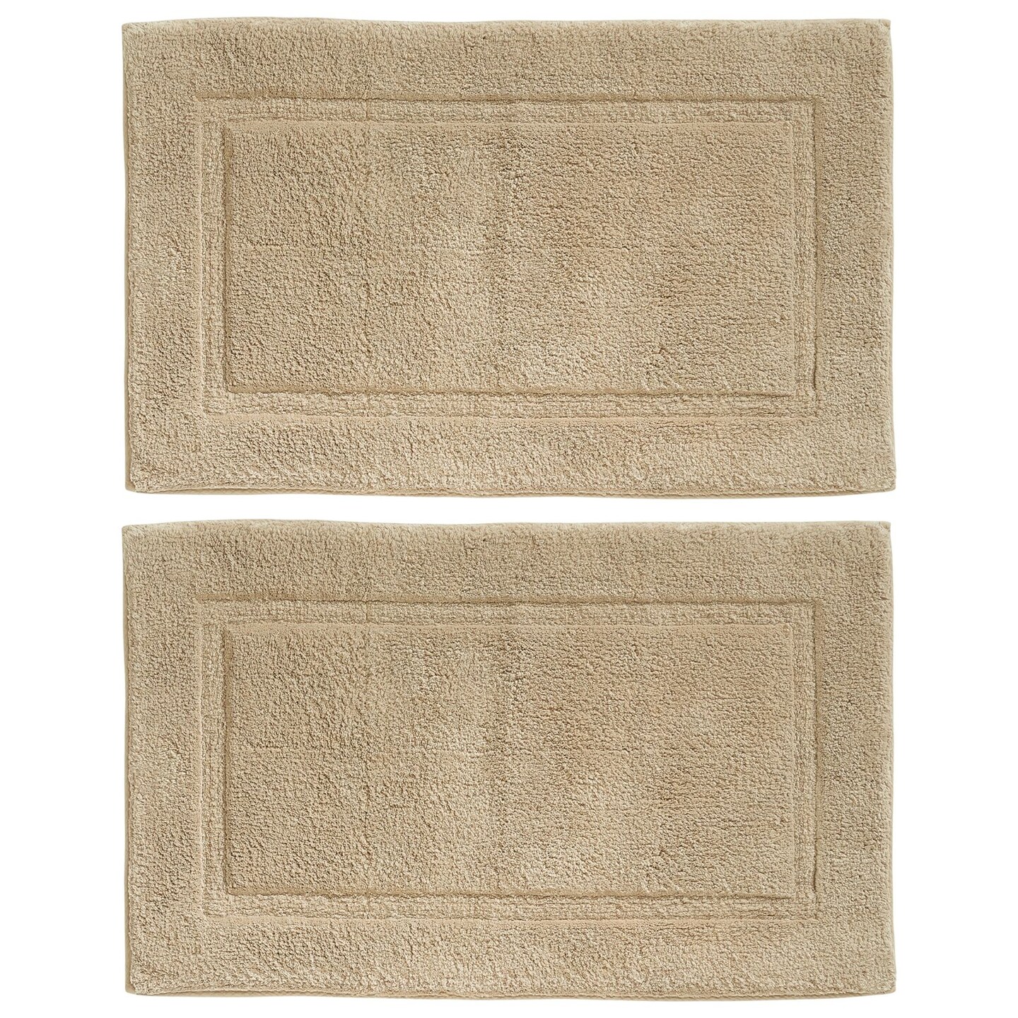 mDesign 100% Cotton Bath Mat, Hotel-Style Bathroom Floor Rug, 2 Pack