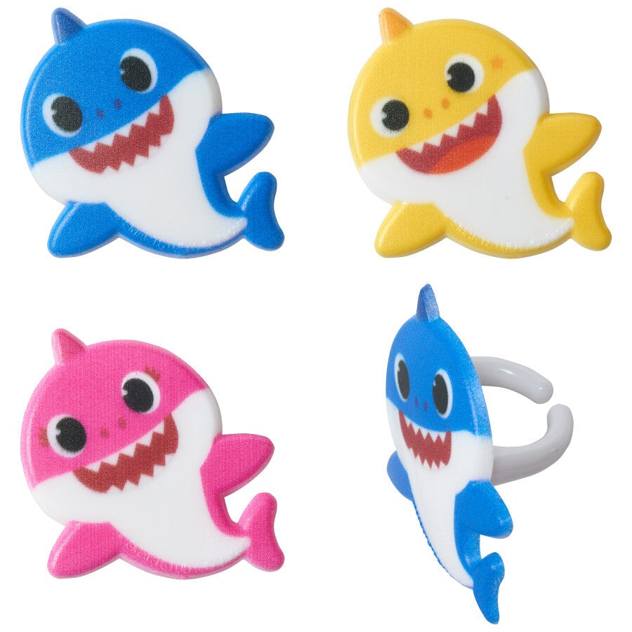 Baby Shark Mommy, Daddy, and Baby Rings, 12ct