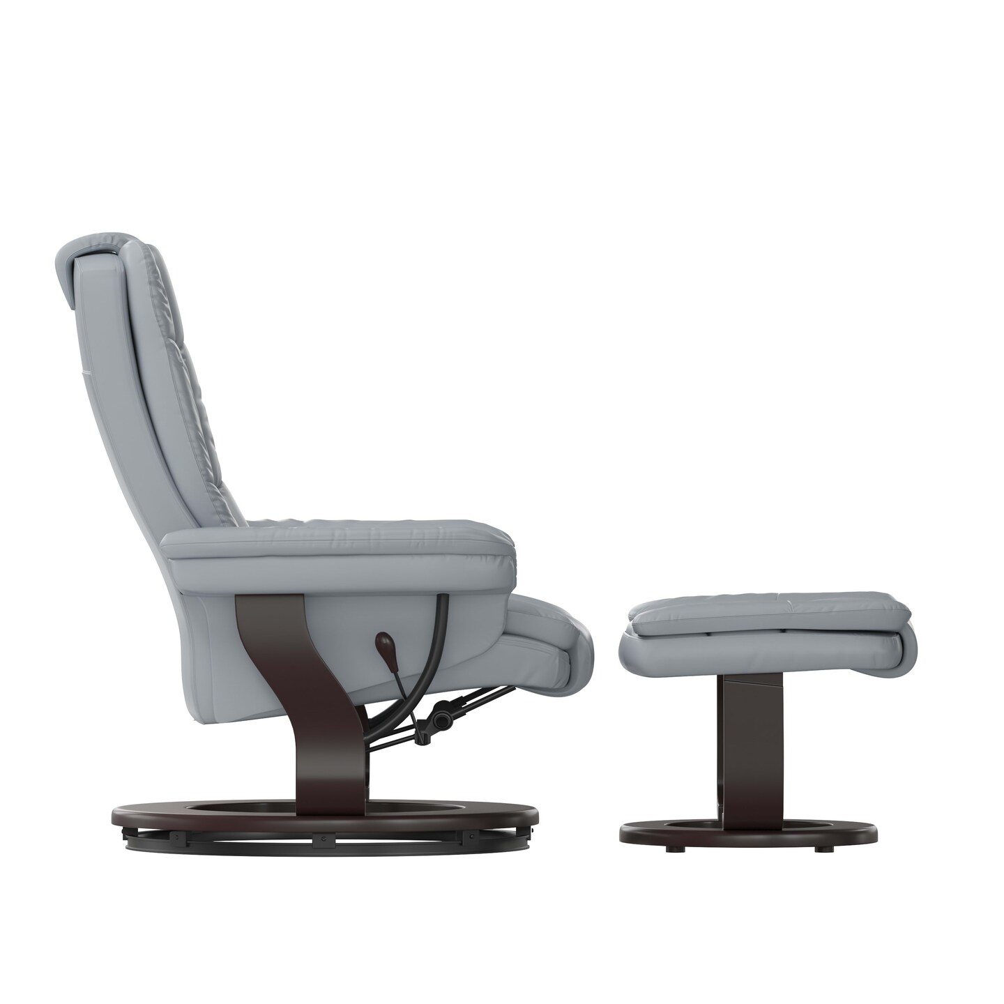Emma and Oliver Multi-Position Stitched Recliner &#x26; Ottoman with Swivel Base
