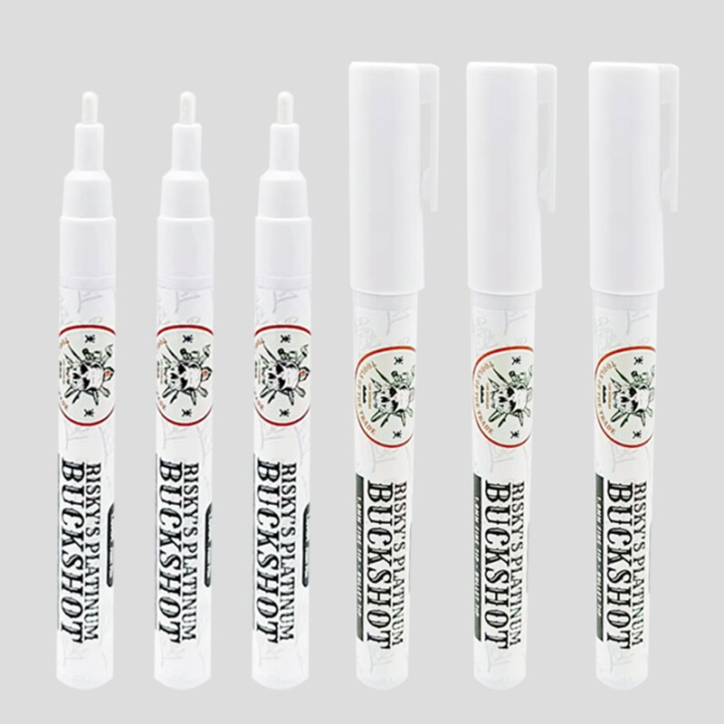 Risky&#x27;s Tools of the Trade Platinum 1MM 6 Pack White Acrylic Paint Pens for Graffiti and Fine Art