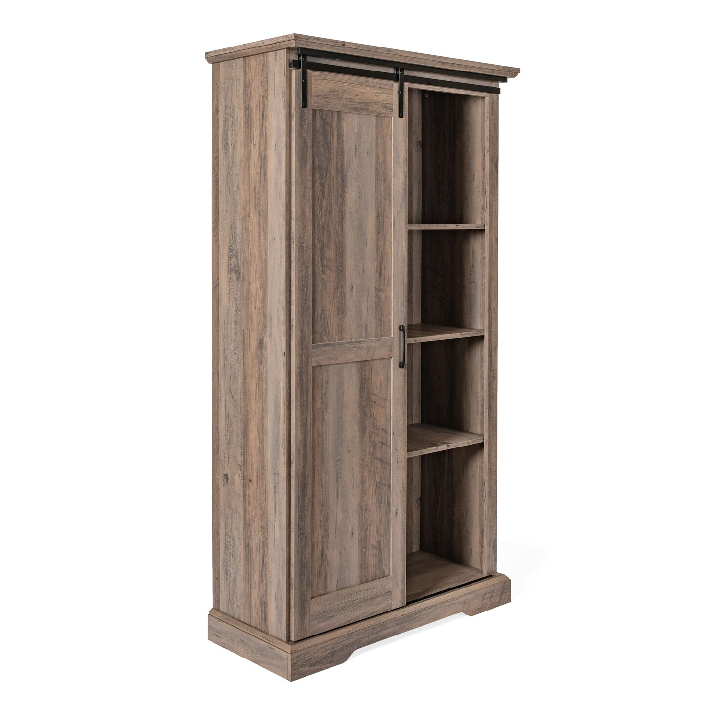 Merrick Lane Finnoula Farmhouse Storage Cabinet, Semi-Open Storage with Sliding Barn Door