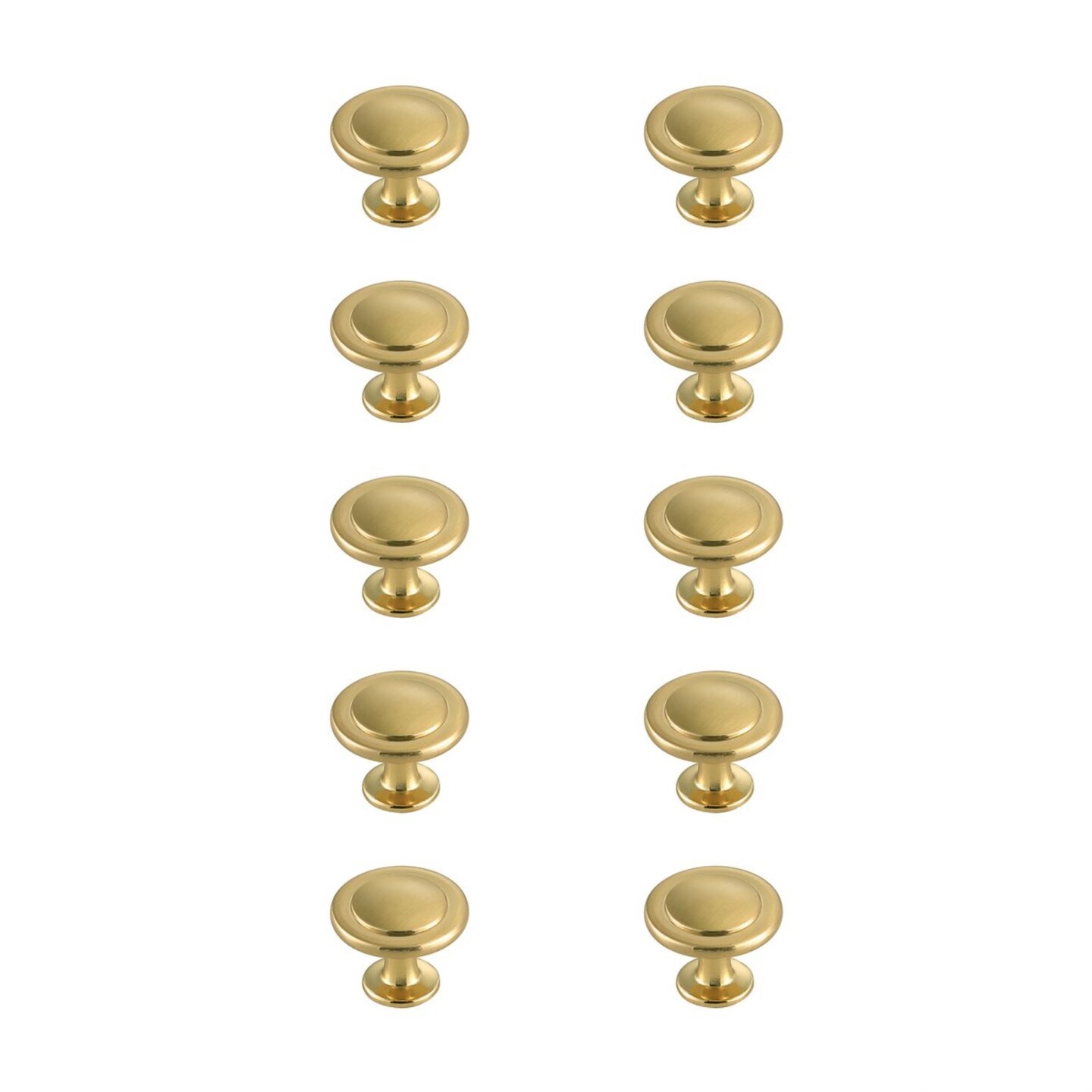 Logyn 1.3" Diameter Brushed Gold Mushroom Knob Multipack (Set of 10)