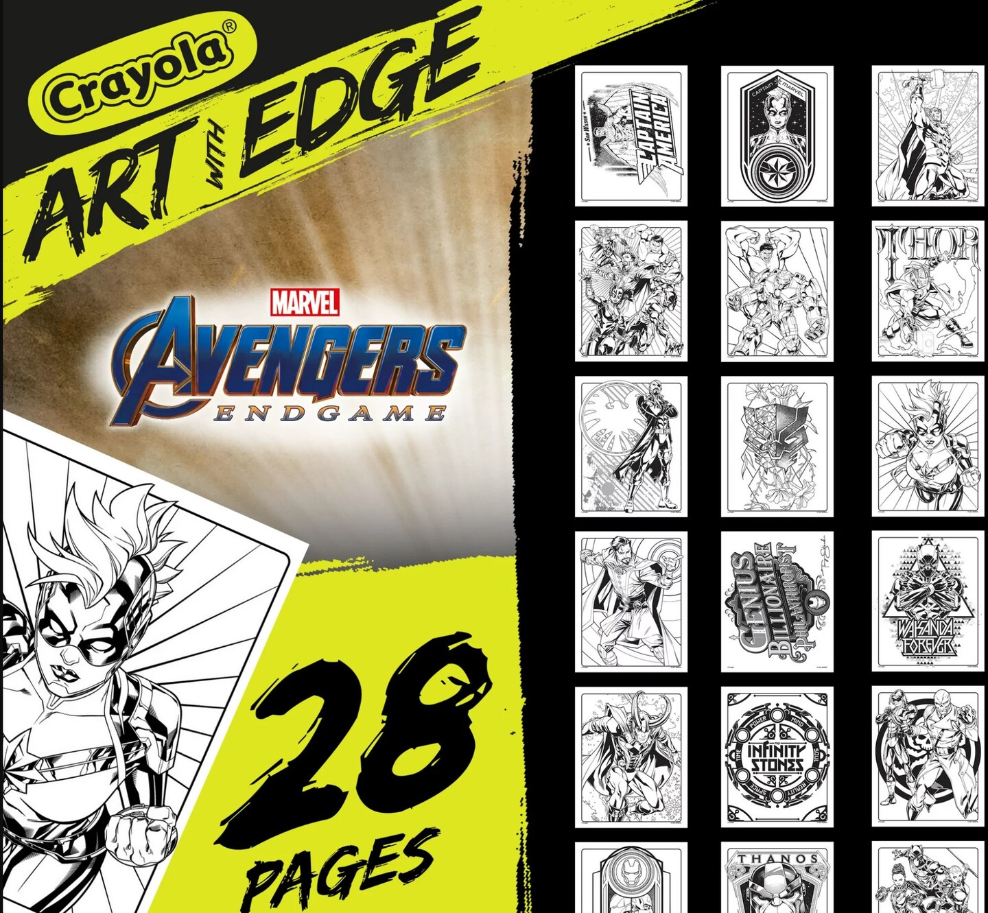 Crayola Art With Edge Coloring Book Paperback Marvel Avengers, Beginner Child, 28 Pages (Paperback)