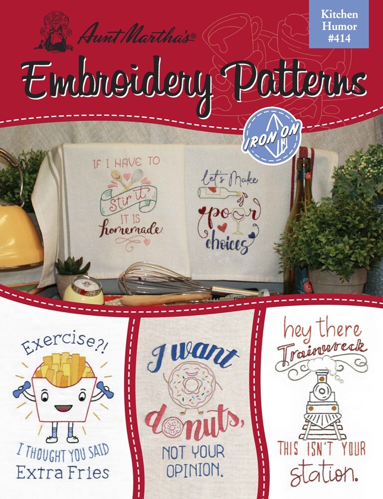 Aunt Martha&#x27;s Iron-On Transfer Book-Kitchen Humor