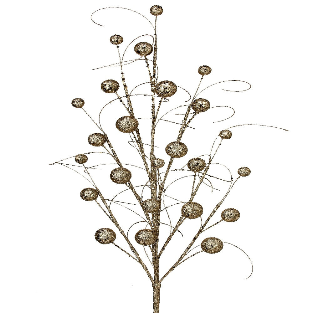 34" Gold Glitter Sequin Wispy Ball Spray - Festive Christmas Decoration