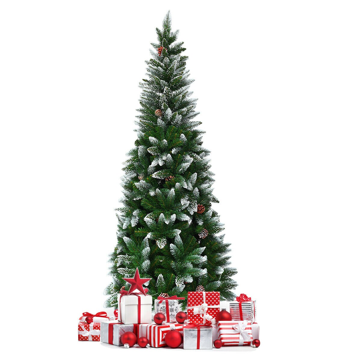 Artificial Pencil Christmas Tree with Pine Cones