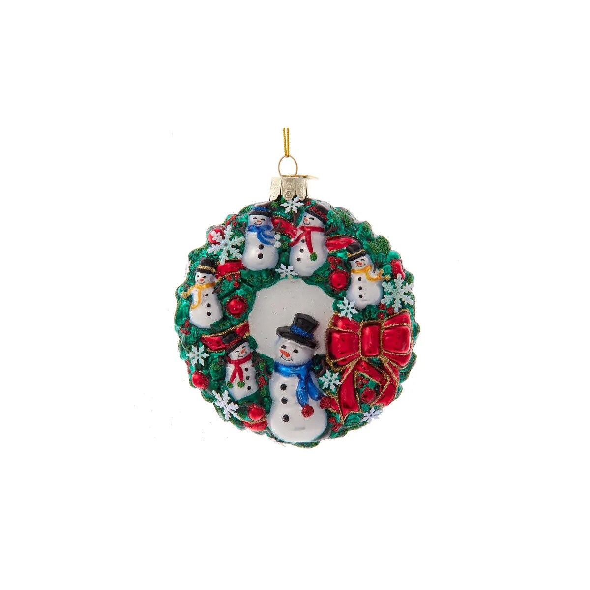 KSA Set of 8 Snowman Wreath Glass Christmas Ornaments 3.25" Michaels