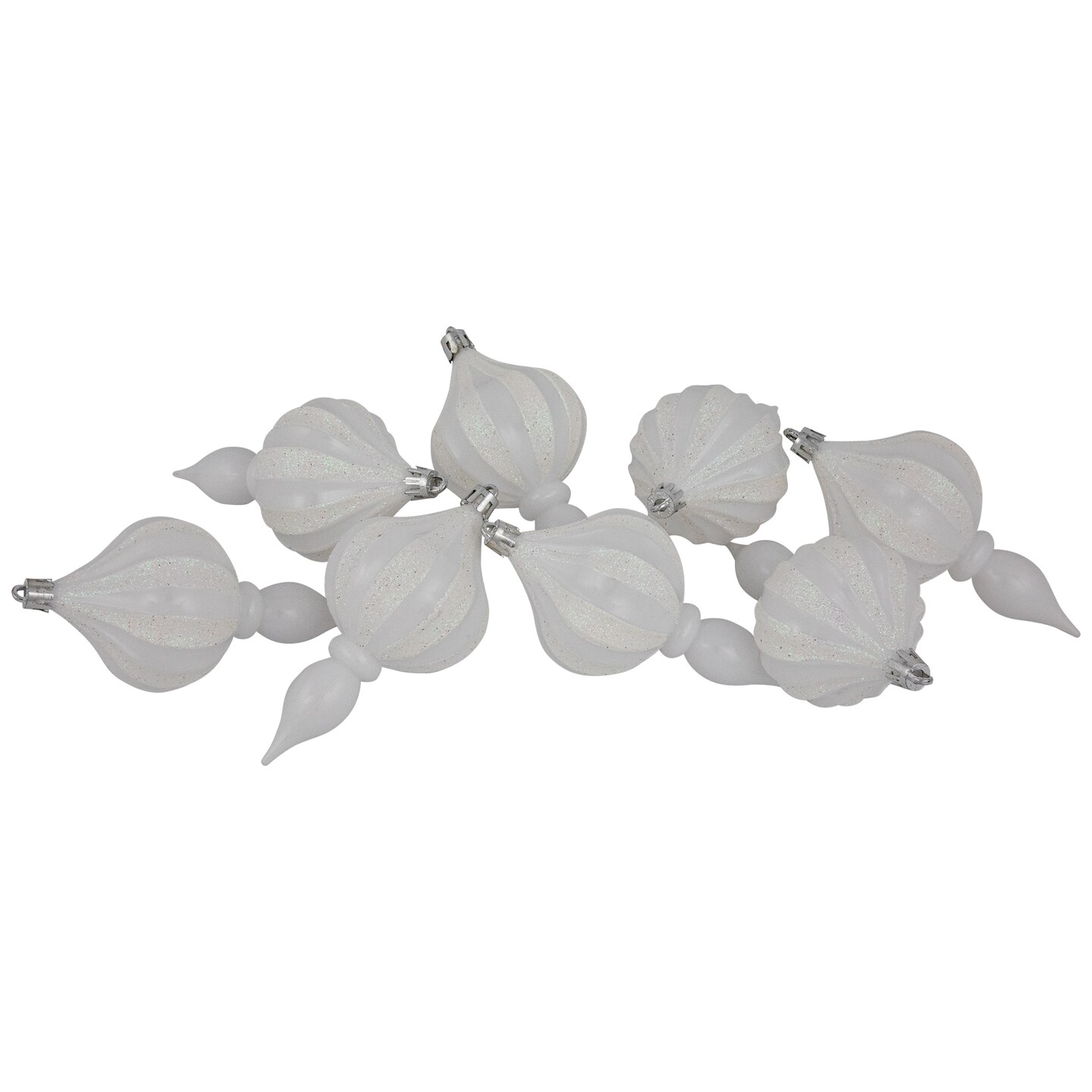 Northlight 8ct White Shatterproof Finial Christmas Ornaments, 4.75&#x22;