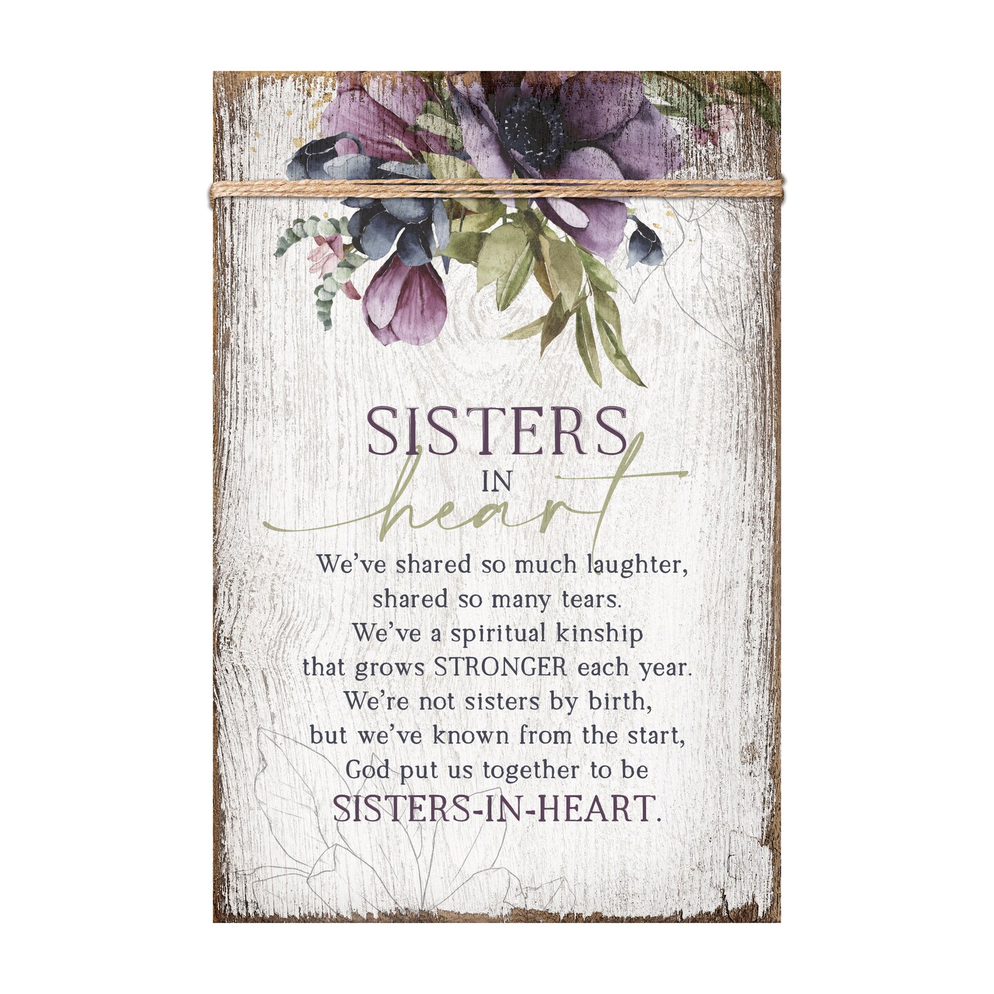 Dexsa Sisters In Heart Wood Plaque with Easel and Wall Hanger 6"x9"