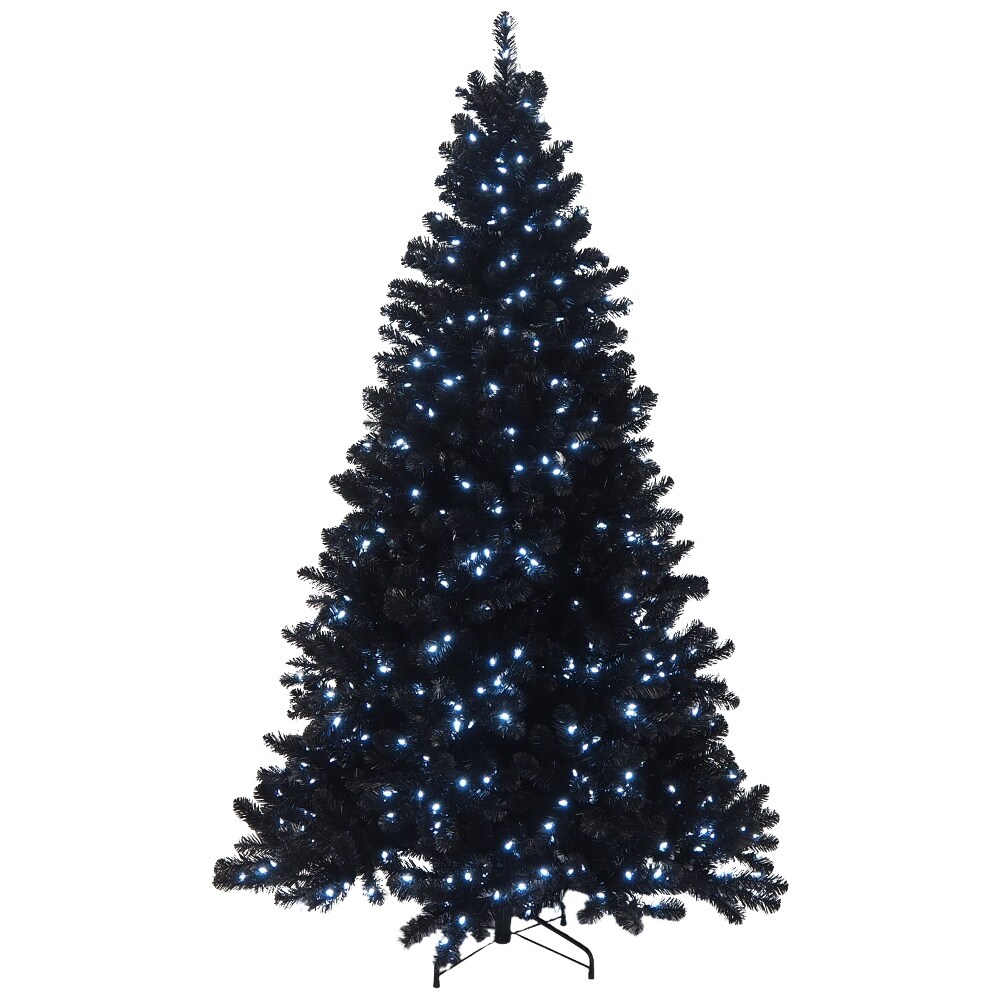 6.5ft. Black Douglas Fir Christmas Tree with White LED lights - HOLIDAY TREE