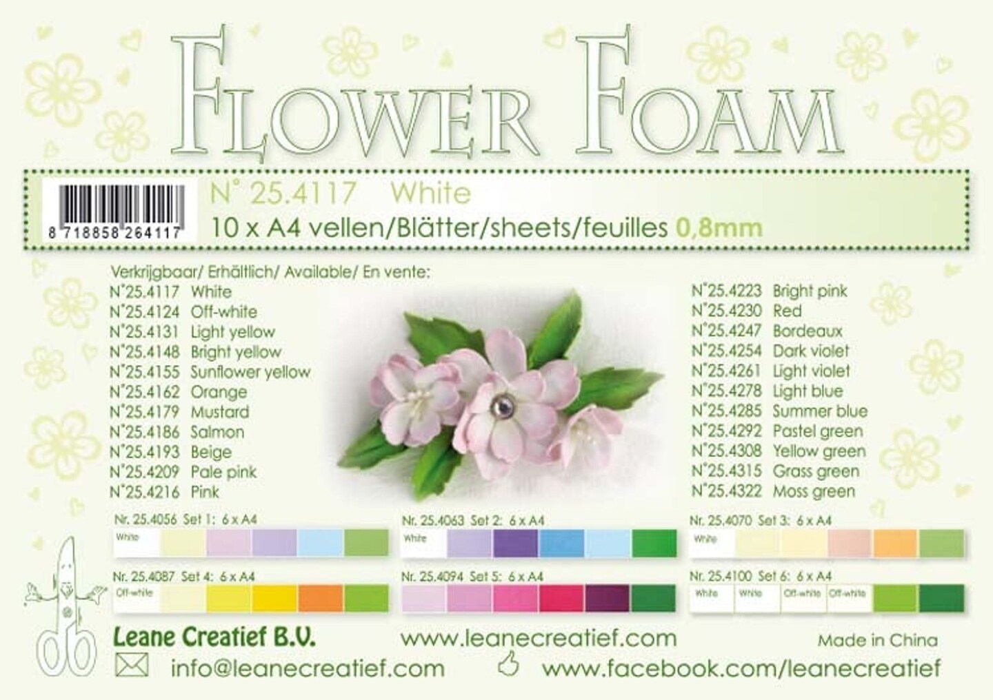 Leane Creatief Flower Foam 10 A4 Sheets - Dark Grey