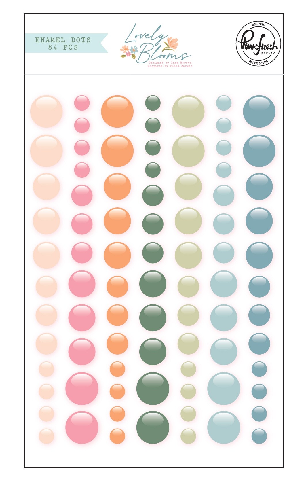 Pinkfresh Enamel Dot Stickers 84/Pkg-Lovely Blooms