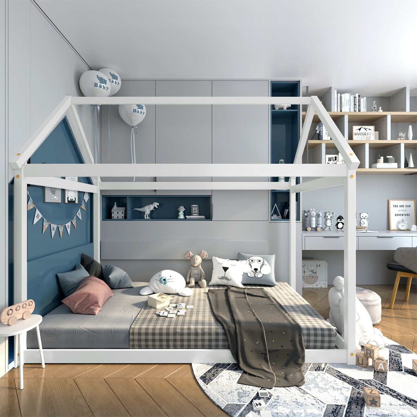 Twin Size Wood House Bed for Kids, Sturdy and Easy Setup
