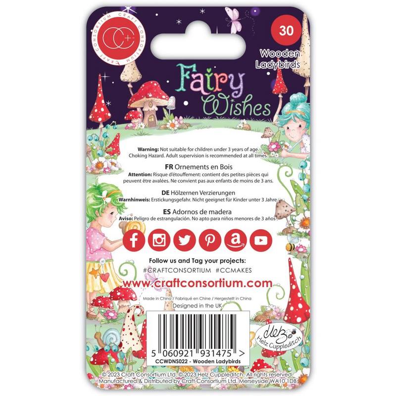 Fairy Wishes Wooden Ladybird Wooden Embellishments - Craft Consortium