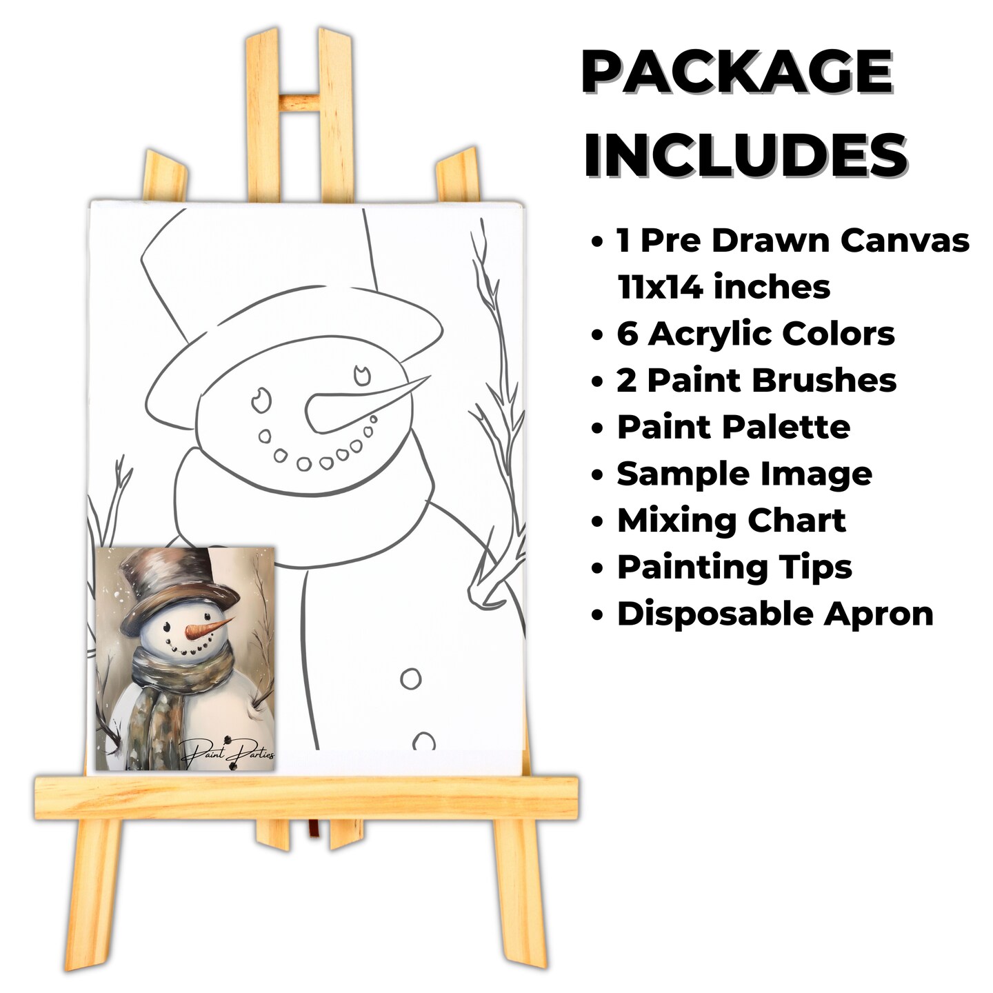 &#x22;Vintage Snowman&#x22; DIY Canvas Art Kit, Adult Beginner, Acrylic Paint Size 11x14 inch