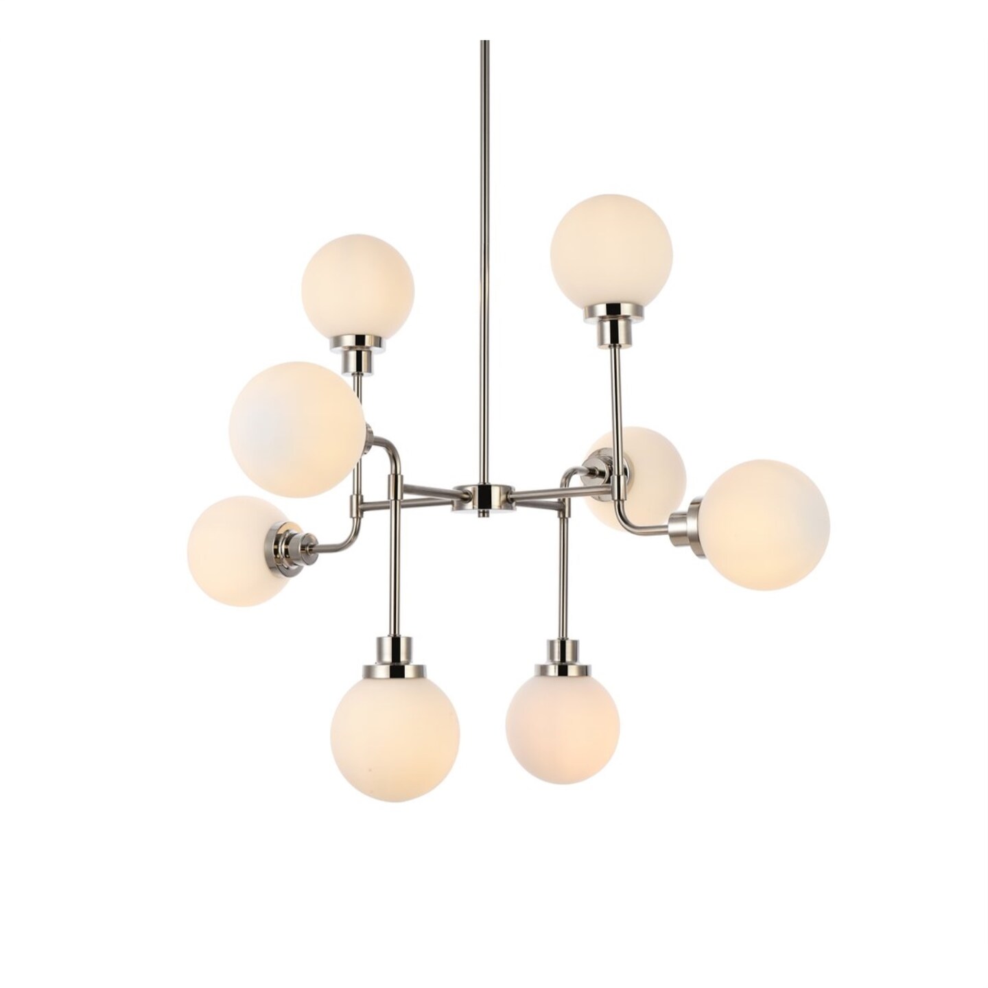 Hanson 8 lights pendant in polished nickel with frosted shade