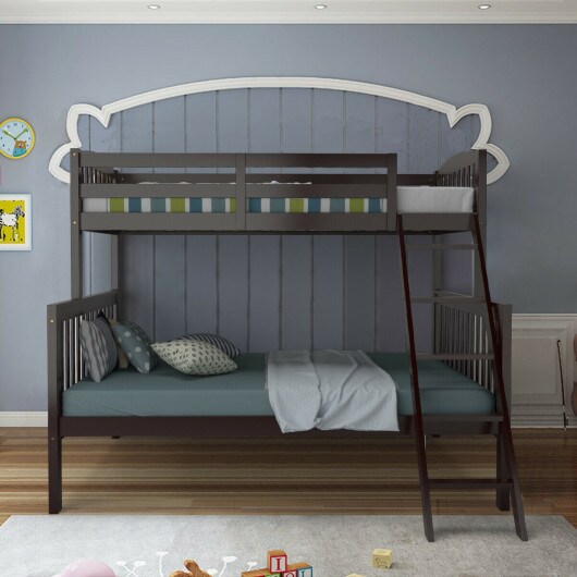 Twin Over Full Bunk Bed with Ladder and Guardrail