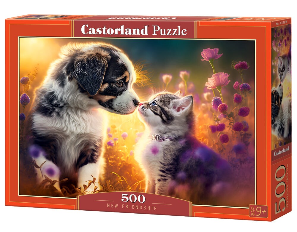 500 Piece Jigsaw Puzzle, New Friendship, Animal puzzle, Cat & Dog