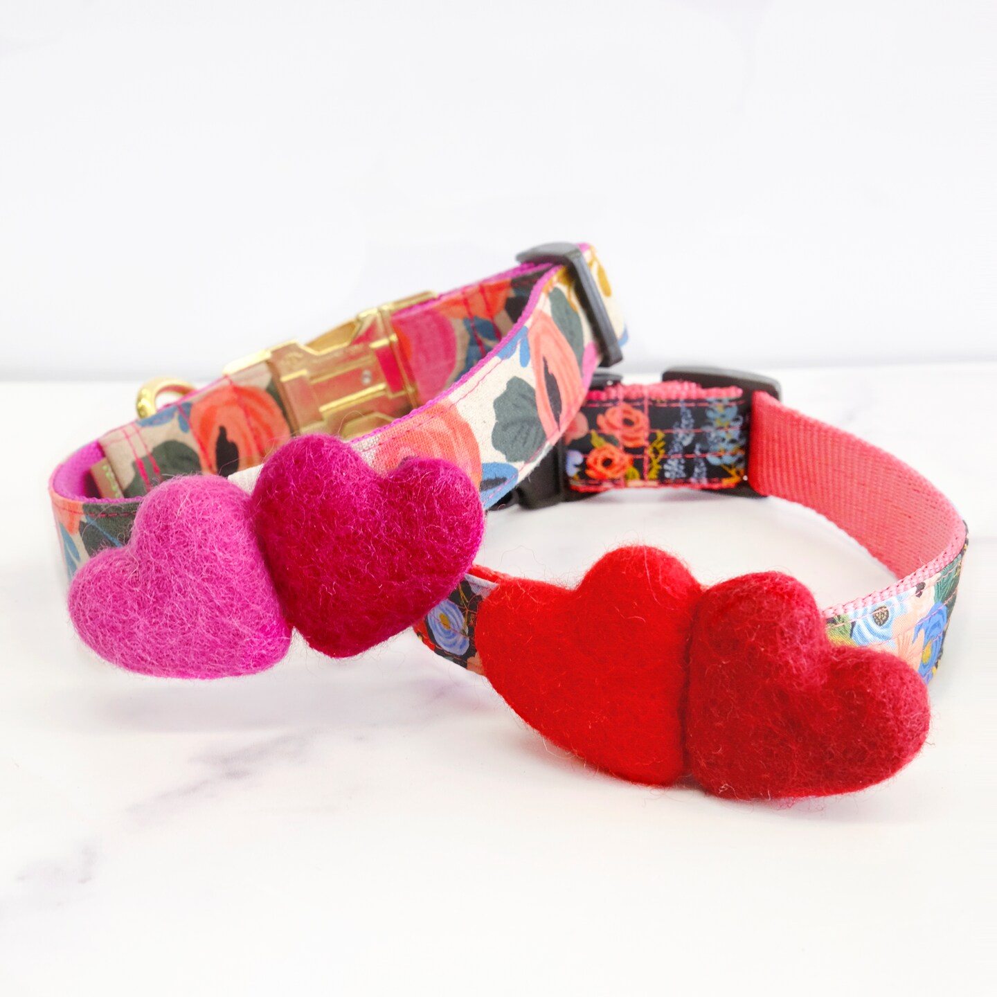 Heart Dog Collar Accessory Valentines Day Dog Gift Wool Felted