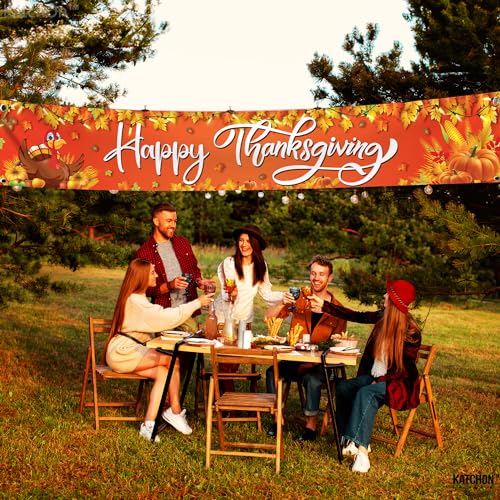 Happy Thanksgiving Banner Outdoor - Xtralarge 120x20 Inch | Thanksgiving Fence Banner for Thanksgiving Banner Decorations | Thanksgiving Banners for Outside for Thanksgiving Yard Decorations