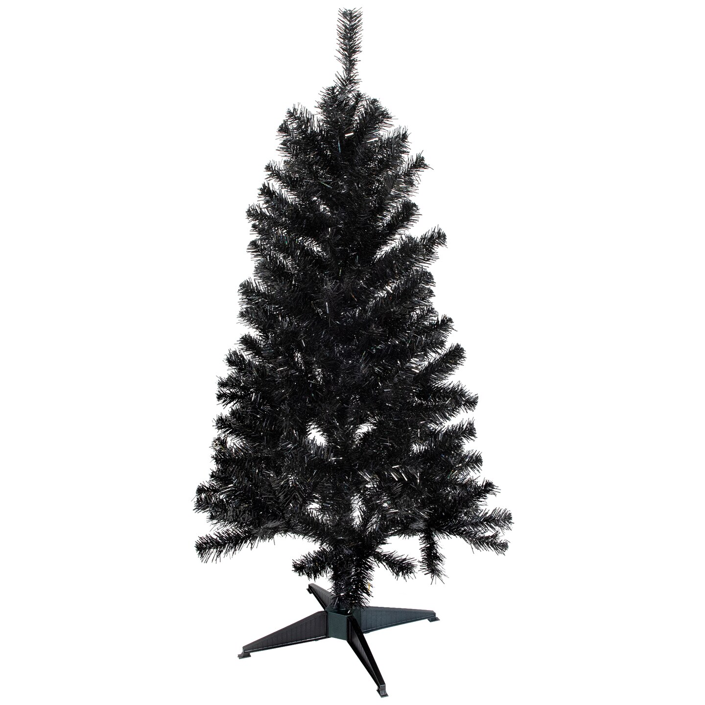 Northlight Holographic Black Slim Artificial Tinsel Halloween Tree - 4' - Black - Unlit