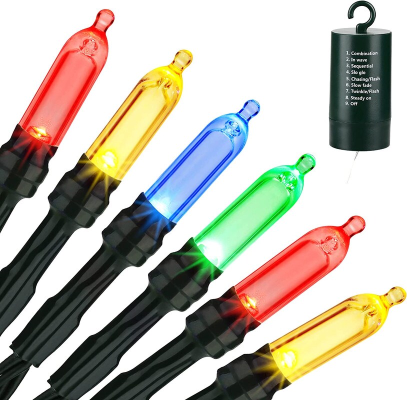 20 LED M5 Lights - 4&#x22; Bulb Spacing - 7.2 ft Length Cable - Battery Operated with 9 Lighting Modes - Versatile Indoor Decorative Lighting - Designed for Indoor Use Only